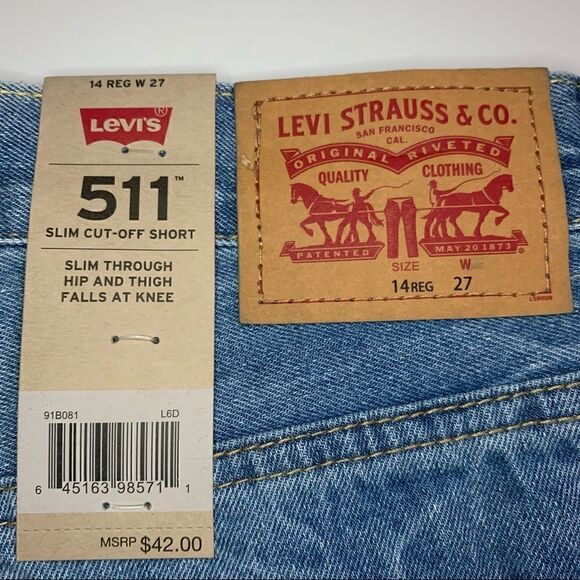Levi's Boys' Unbasic 511 Slim Fit Jean Shorts in Moon Walker Wash - Picture 6 of 8